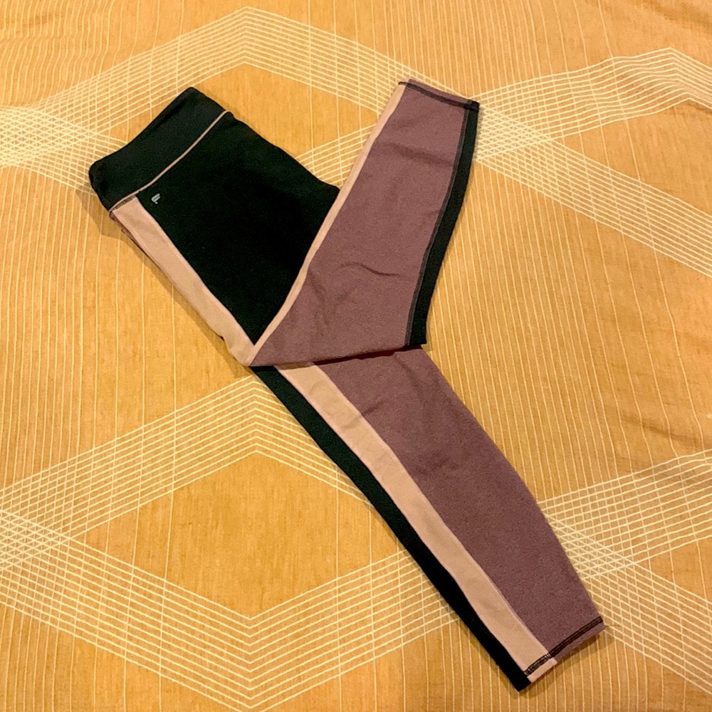 Fabletics pants size large, tricolor: charcoal, dusty pink, rose